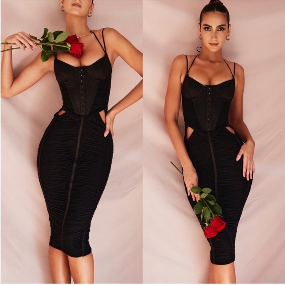 House of CB Maya Black Midi Dress